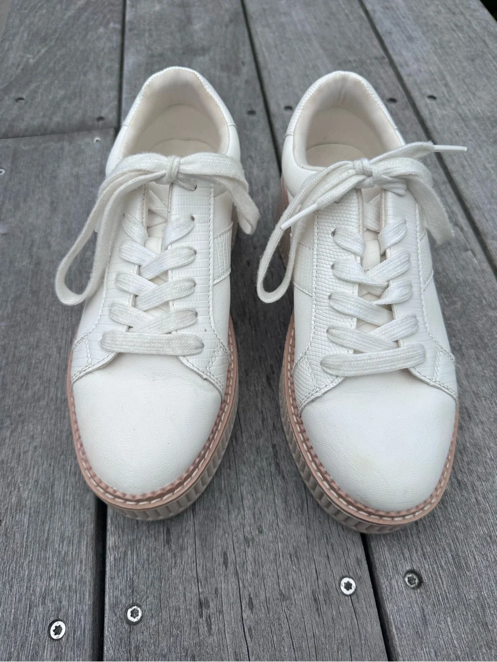 Dolce Vita White Platform Sneakers with Tan Trim size 7.5